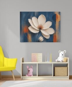 OSEFE 1053 canvas schilderij 100x75 cm witte bloem abstracte kunst luxe moderne wanddecoratie b