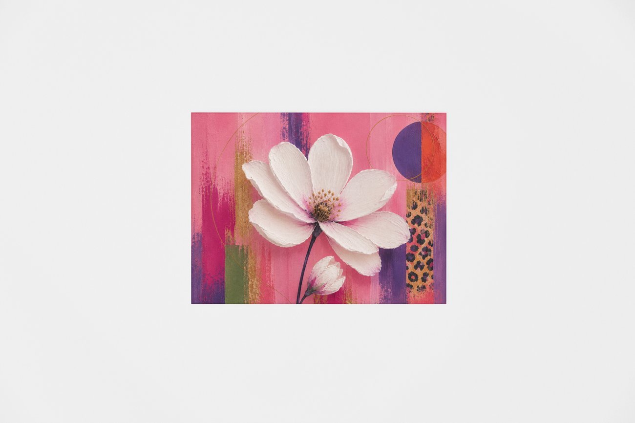 Canvas Schilderij 100x75 cm Witte Bloem