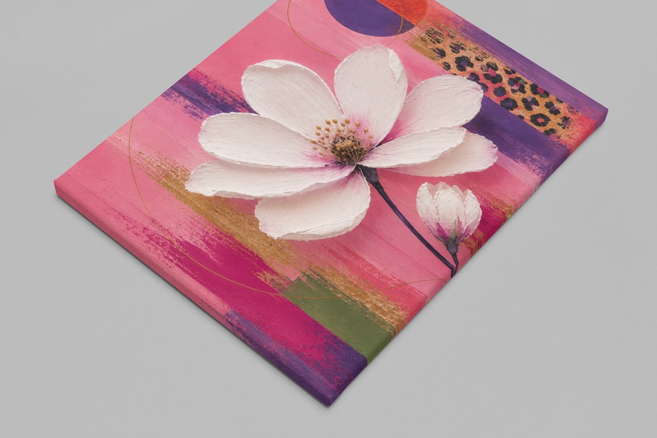 Canvas Schilderij 100x75 cm Witte Bloem - Afbeelding 2
