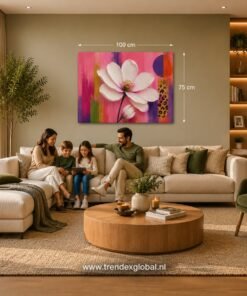 Canvas Schilderij 100x75 cm Witte Bloem