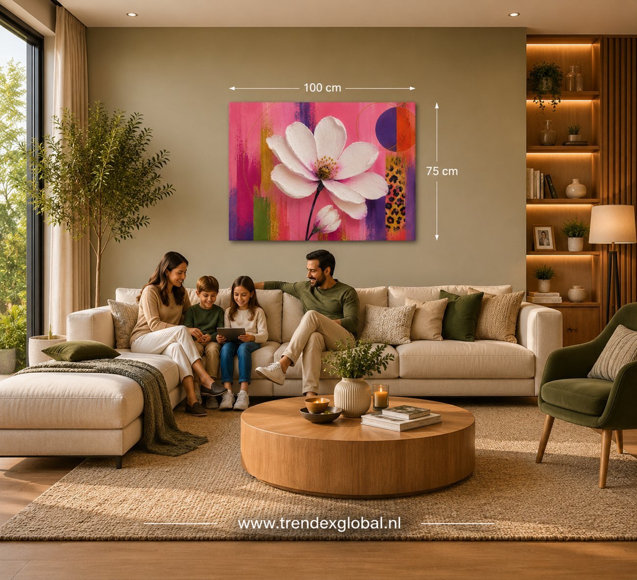 Canvas Schilderij 100x75 cm Witte Bloem