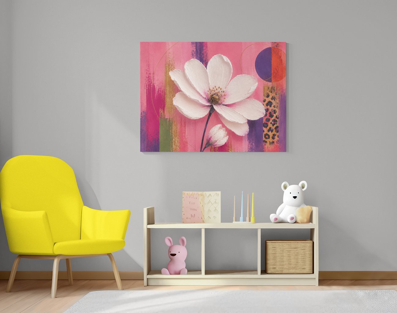 Canvas Schilderij 100x75 cm Witte Bloem - Afbeelding 3
