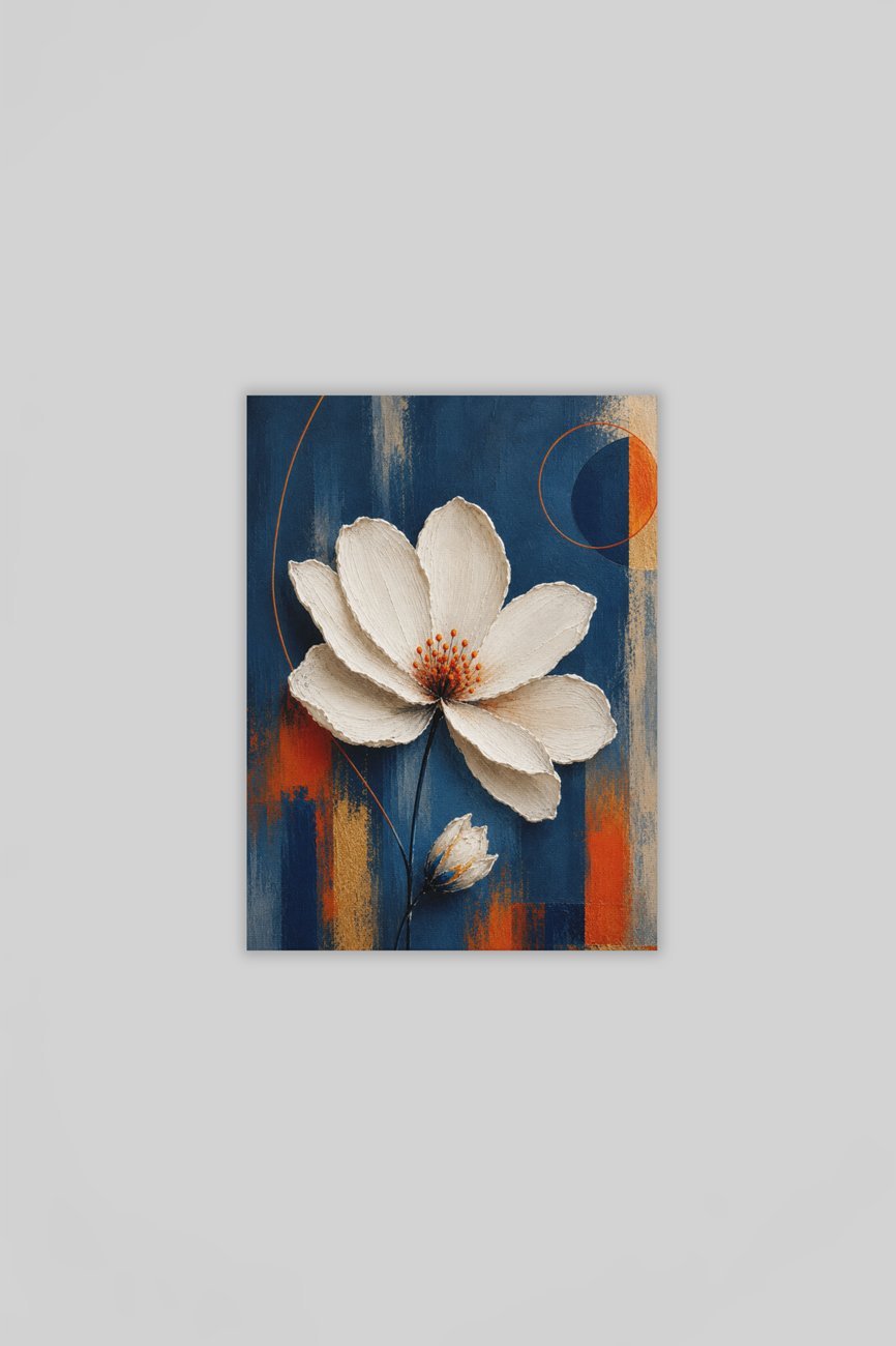 Witte Cosmosbloem Canvas Schilderij 75x100 cm