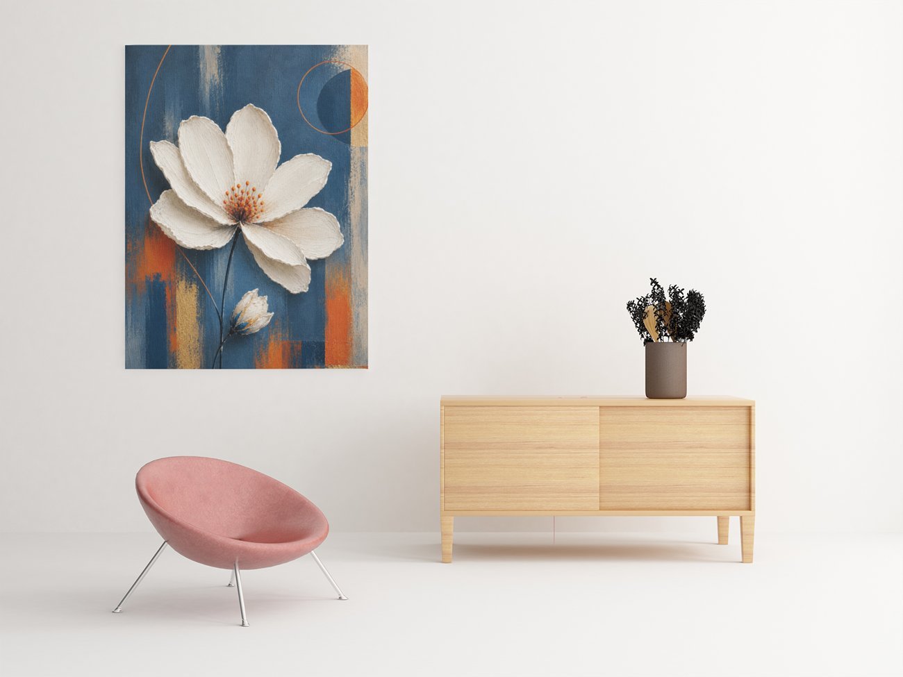 Witte Cosmosbloem Canvas Schilderij 75x100 cm - Afbeelding 5
