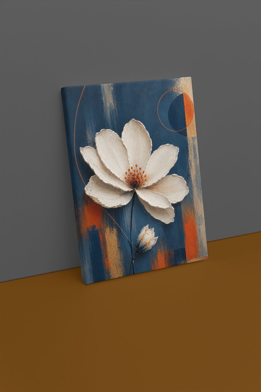 Witte Cosmosbloem Canvas Schilderij 75x100 cm - Afbeelding 2