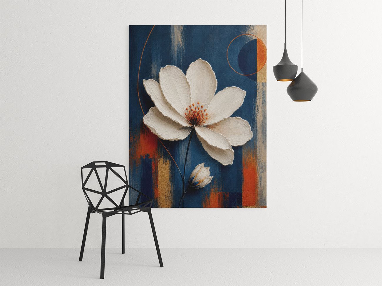 Witte Cosmosbloem Canvas Schilderij 75x100 cm - Afbeelding 3