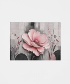 Roze Bloem Abstracte Canvas Schilderij 100x75 cm
