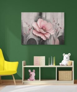 OSEFE 1056 canvas schilderij 100x75 cm roze bloem abstracte kunst luxe wanddecoratie c