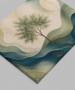 OSEFE 1058 canvas schilderij 100x75 cm boom in abstract landschap luxe wanddecoratie a
