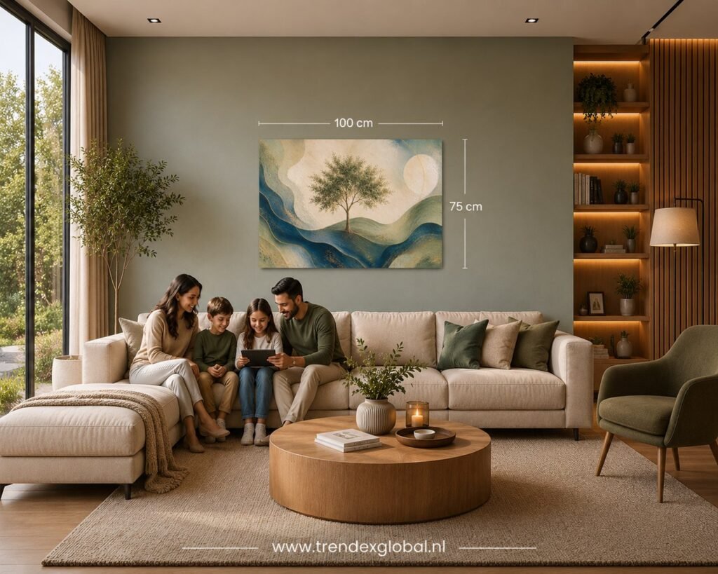 Abstracte Landschap Canvas Schilderij 100x75 cm
