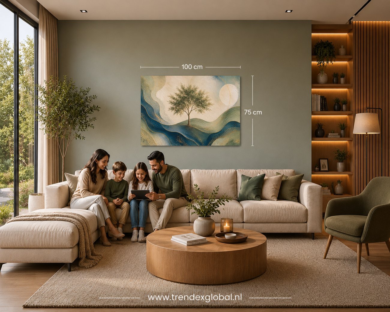 Abstracte Landschap Canvas Schilderij 100x75 cm