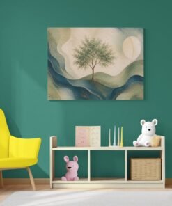 OSEFE 1058 canvas schilderij 100x75 cm boom in abstract landschap luxe wanddecoratie c