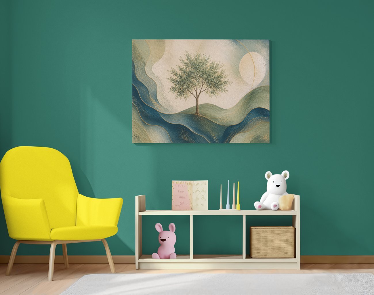 Abstracte Landschap Canvas Schilderij 100x75 cm - Afbeelding 3