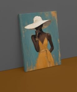 OSEFE 1059 canvas schilderij 75x100 cm elegante vrouw met zonnehoed d