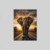 OSEFE 1061 canvas schilderij 75x100 cm afrikaanse olifant bij zonsondergang premium wanddecoratie