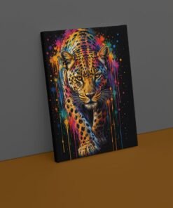 OSEFE 1062 canvas schilderij 75x100 cm kleurrijke luipaard pop art wanddecoratie a