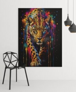 OSEFE 1062 canvas schilderij 75x100 cm kleurrijke luipaard pop art wanddecoratie c