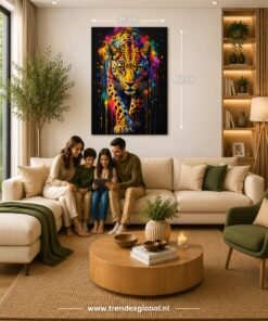 OSEFE 1062 canvas schilderij 75x100 cm kleurrijke luipaard pop art wanddecoratie d