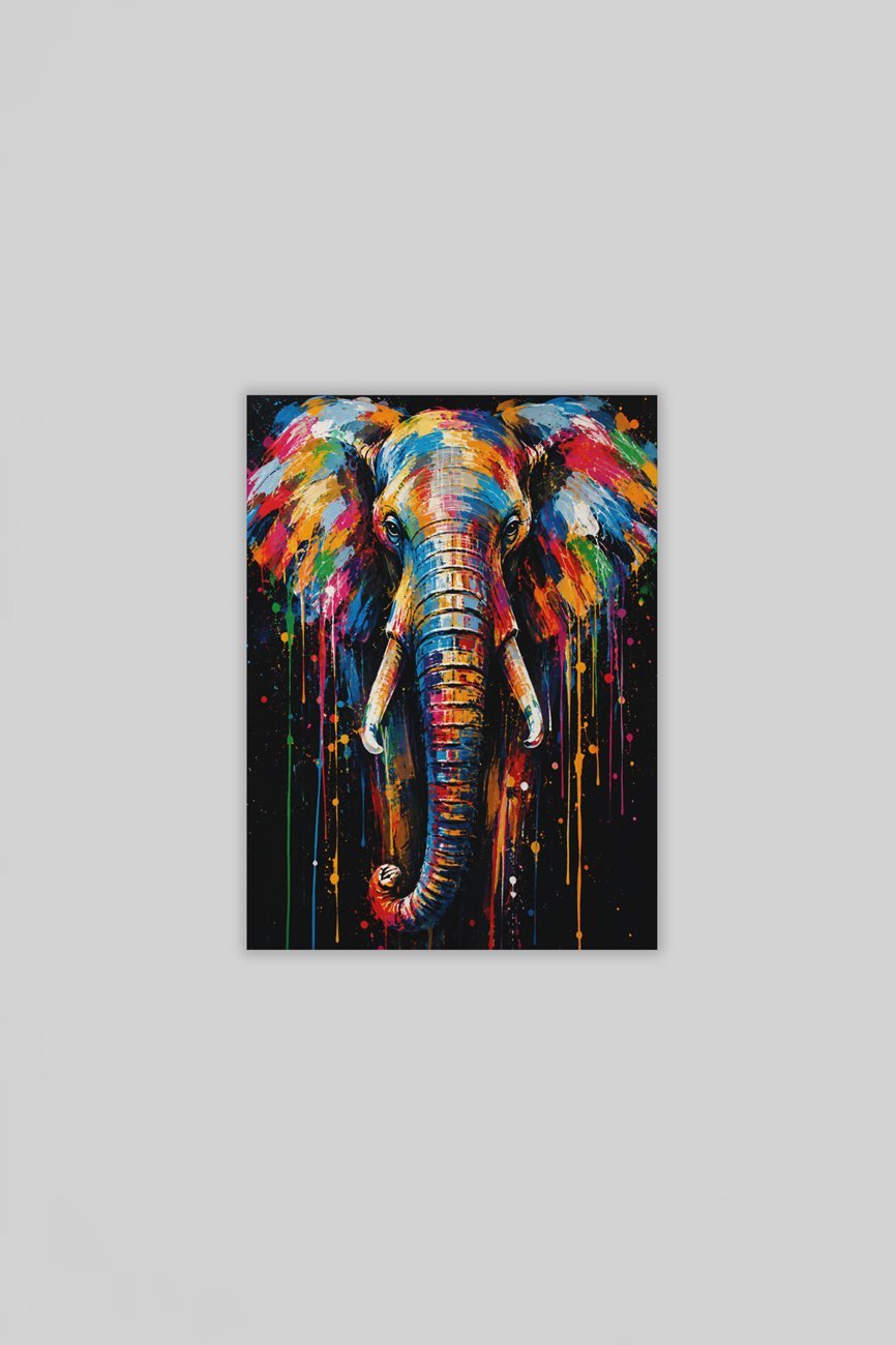 Kleurrijke Olifant Pop Art Canvas Schilderij 75x100 cm