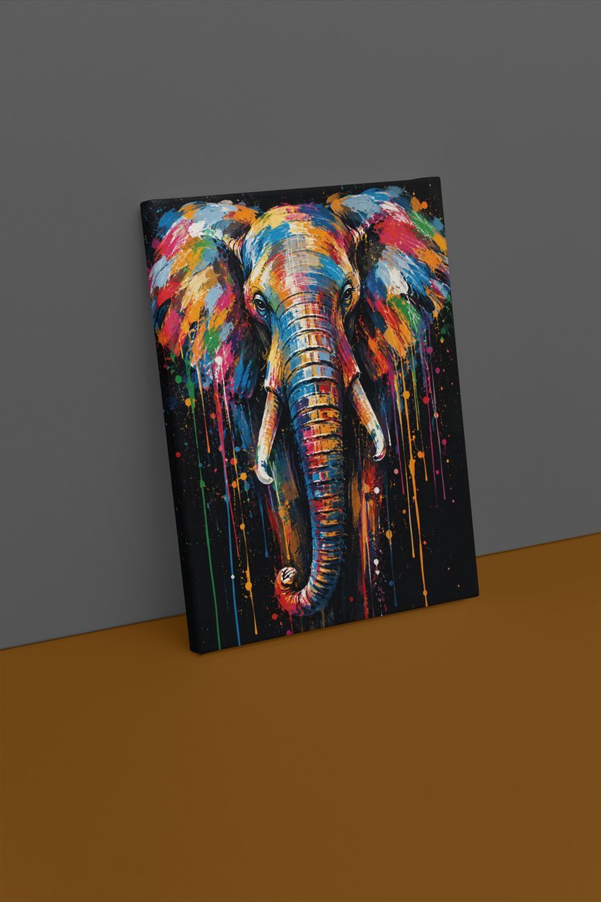 Kleurrijke Olifant Pop Art Canvas Schilderij 75x100 cm - Afbeelding 2