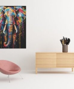 OSEFE 1063 canvas schilderij 75x100 cm kleurrijke olifant pop art wanddecoratie b