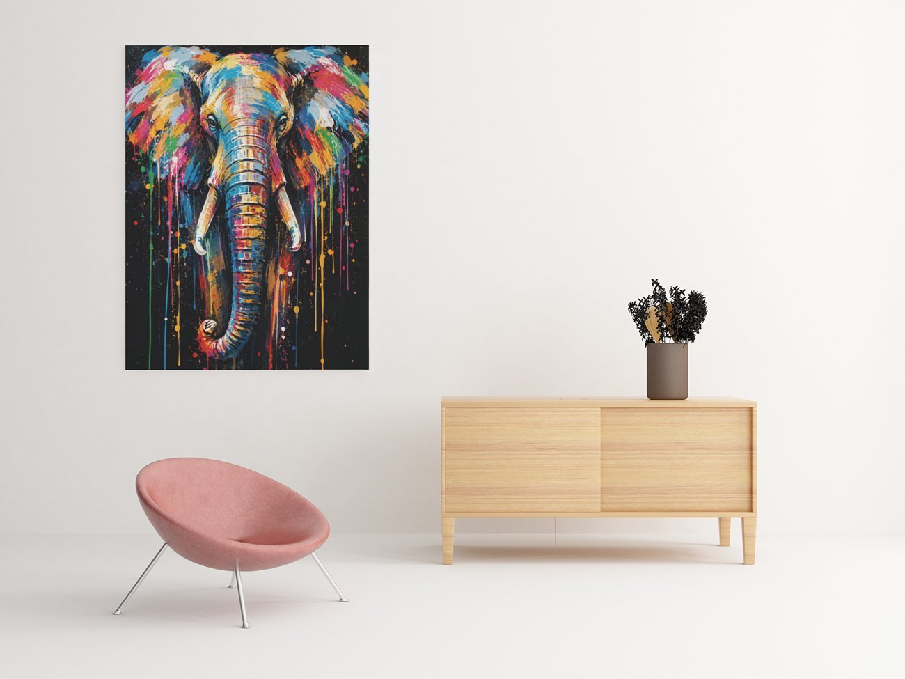 Kleurrijke Olifant Pop Art Canvas Schilderij 75x100 cm - Afbeelding 3