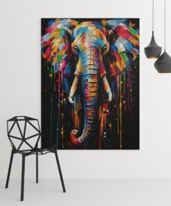 OSEFE 1063 canvas schilderij 75x100 cm kleurrijke olifant pop art wanddecoratie c