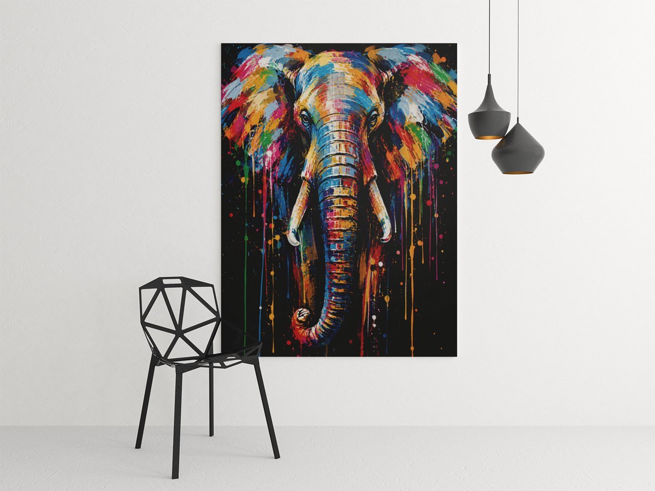 Kleurrijke Olifant Pop Art Canvas Schilderij 75x100 cm - Afbeelding 4
