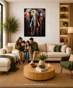 OSEFE 1063 canvas schilderij 75x100 cm kleurrijke olifant pop art wanddecoratie d