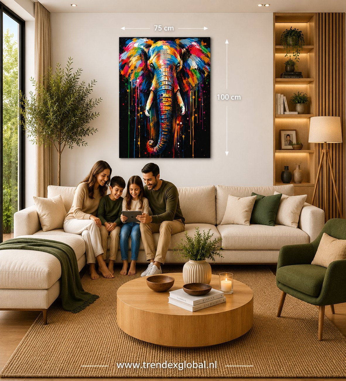 Kleurrijke Olifant Pop Art Canvas Schilderij 75x100 cm - Afbeelding 5