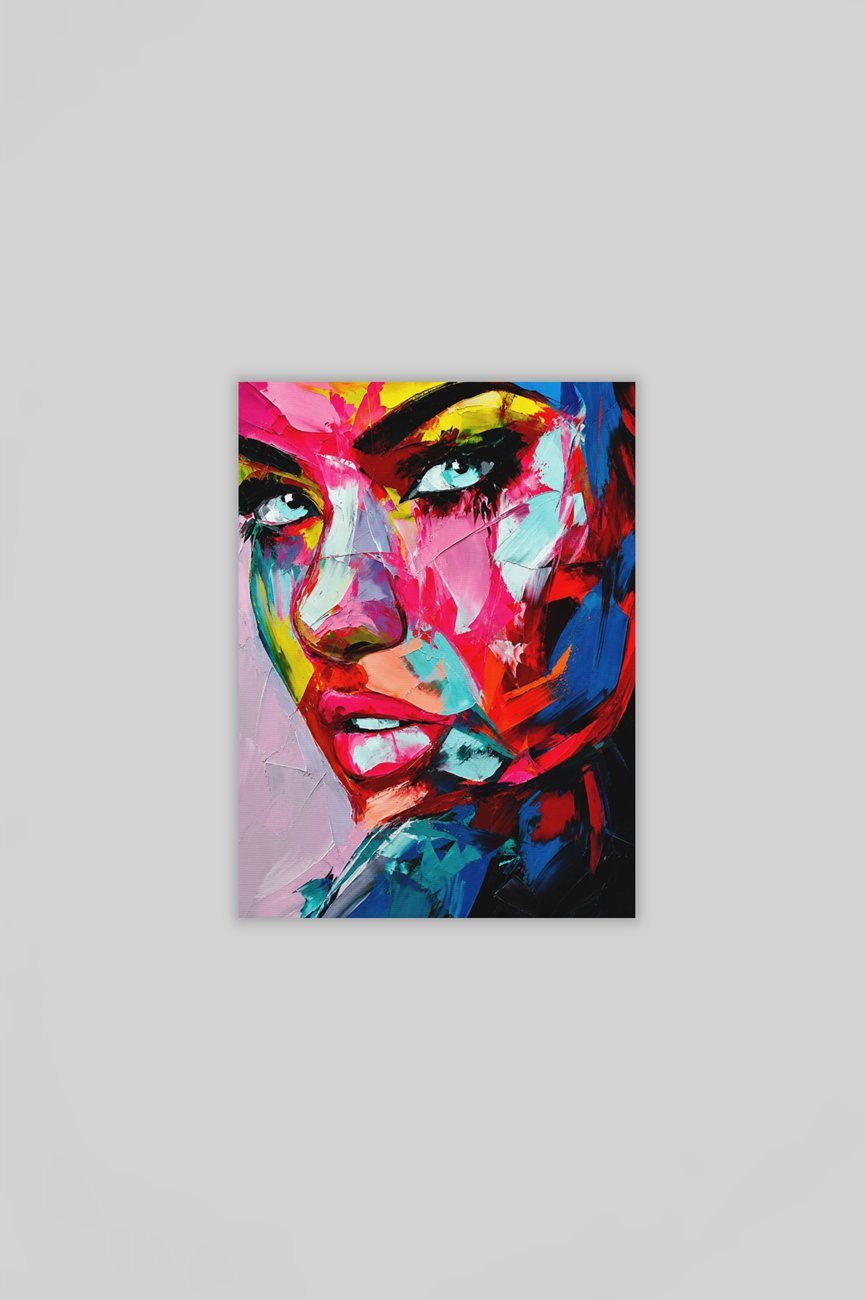 Vrouwengezicht Canvas Schilderij 75x100 cm