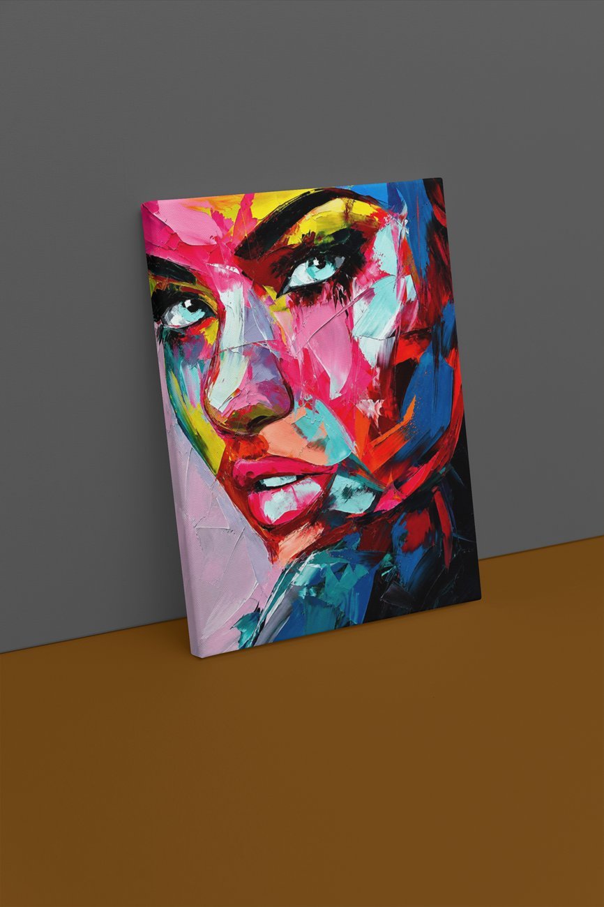 Vrouwengezicht Canvas Schilderij 75x100 cm - Afbeelding 2