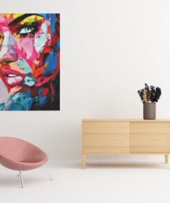 OSEFE 1064 canvas schilderij 75x100 cm abstract vrouwengezicht moderne wanddecoratie c