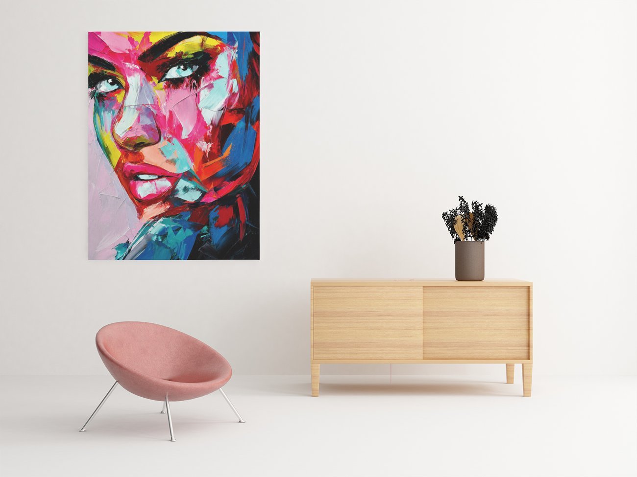 Vrouwengezicht Canvas Schilderij 75x100 cm - Afbeelding 3
