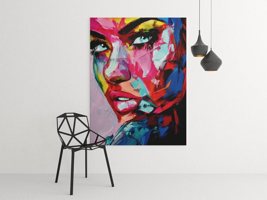 Vrouwengezicht Canvas Schilderij 75x100 cm