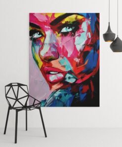 Vrouwengezicht Canvas Schilderij 75x100 cm