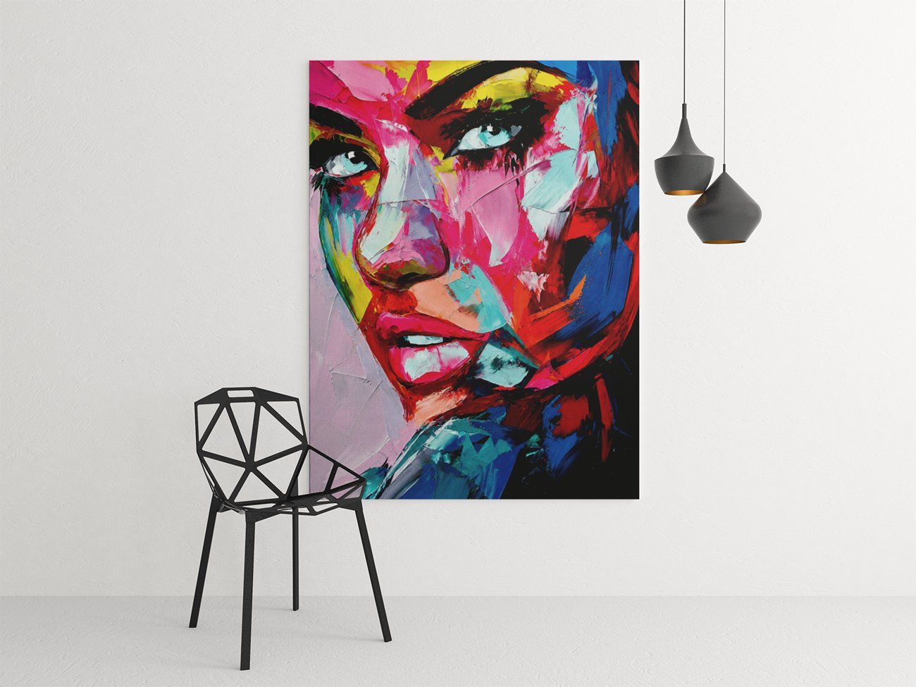 Vrouwengezicht Canvas Schilderij 75x100 cm