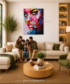 OSEFE 1064 canvas schilderij 75x100 cm abstract vrouwengezicht moderne wanddecoratie e