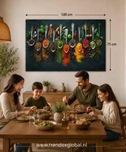 OSEFE 1065 canvas schilderij 100x75 cm kleurrijke specerijen luxe keuken wanddecoratie c