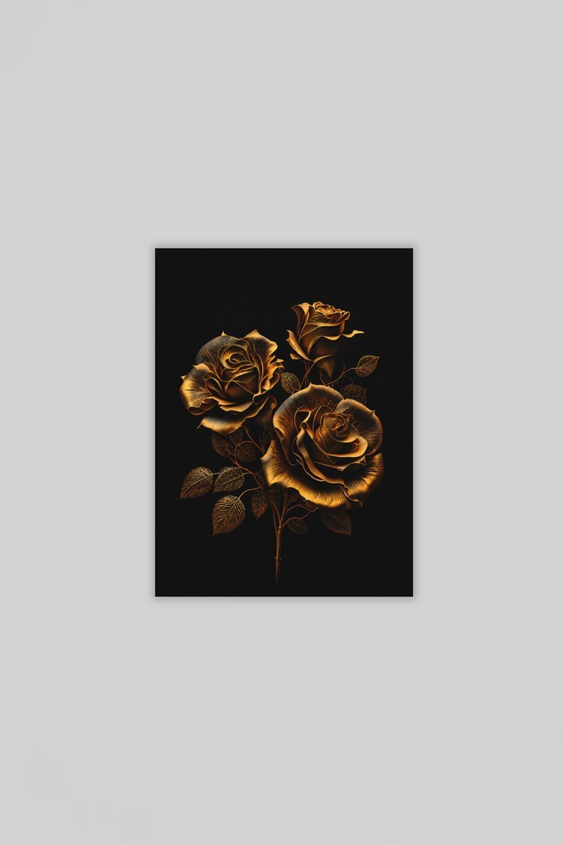 Gouden Rozen Canvas Schilderij 75x100 cm