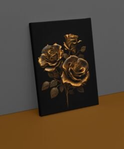 OSEFE 1066 gouden rozen bloemen canvas schilderij 75x100 cm a