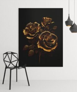 OSEFE 1066 gouden rozen bloemen canvas schilderij 75x100 cm b