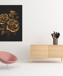 OSEFE 1066 gouden rozen bloemen canvas schilderij 75x100 cm d