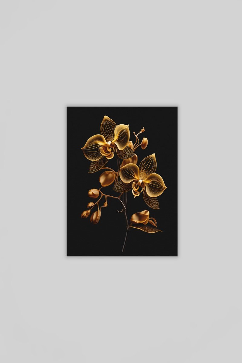Gouden Orchidee Canvas Schilderij 75x100 cm