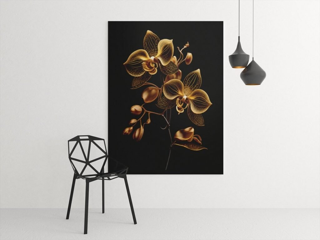 Gouden Orchidee Canvas Schilderij 75x100 cm