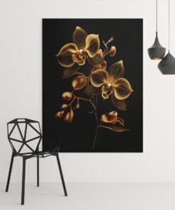 Gouden Orchidee Canvas Schilderij 75x100 cm