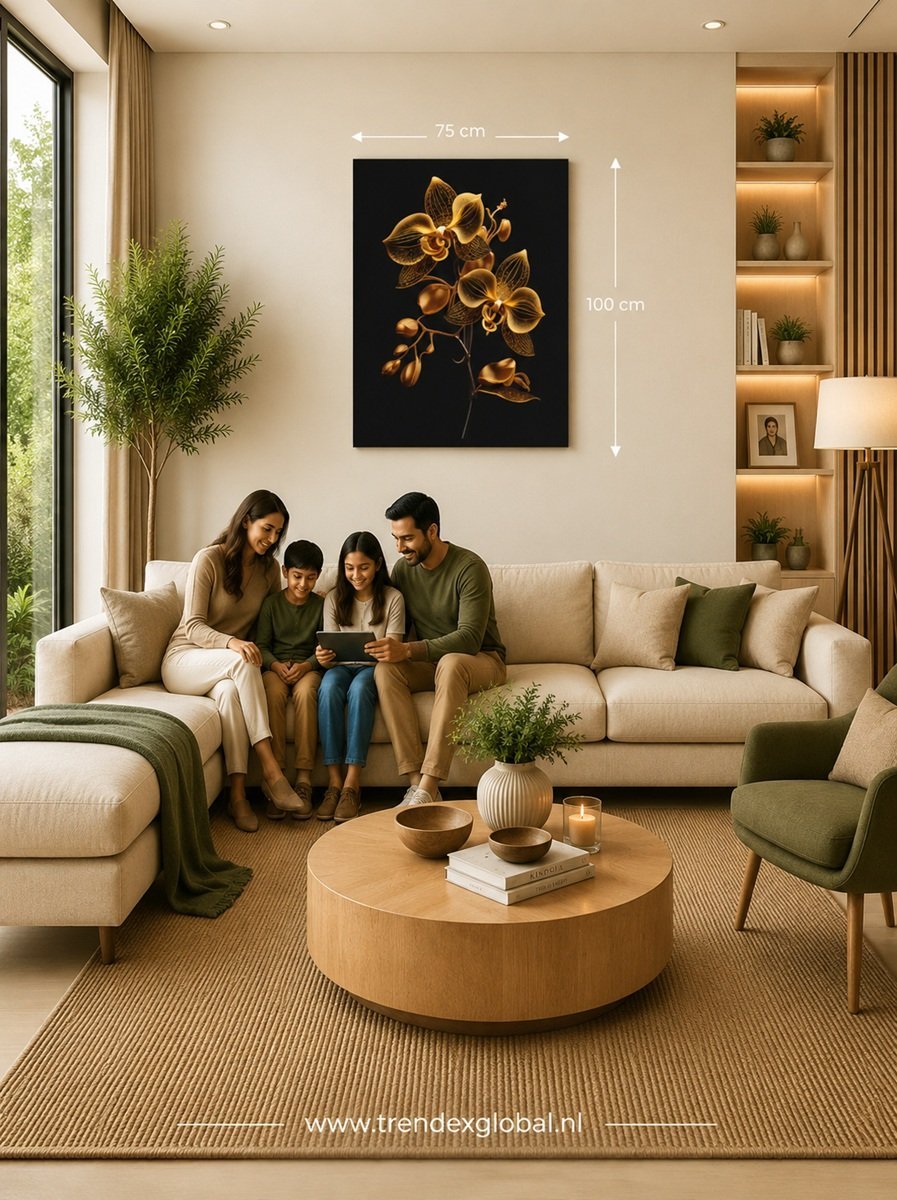 Gouden Orchidee Canvas Schilderij 75x100 cm - Afbeelding 5