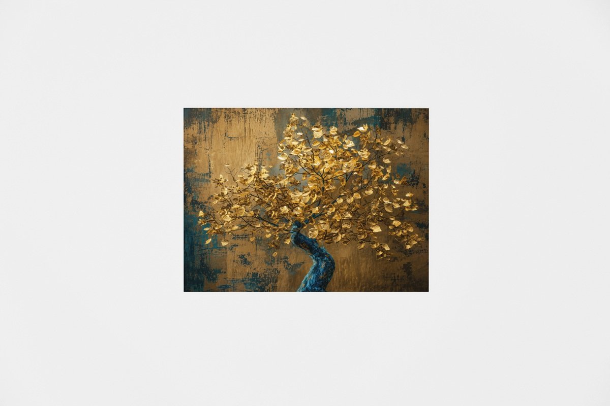 Gouden Levensboom Canvas Schilderij 100x75 cm