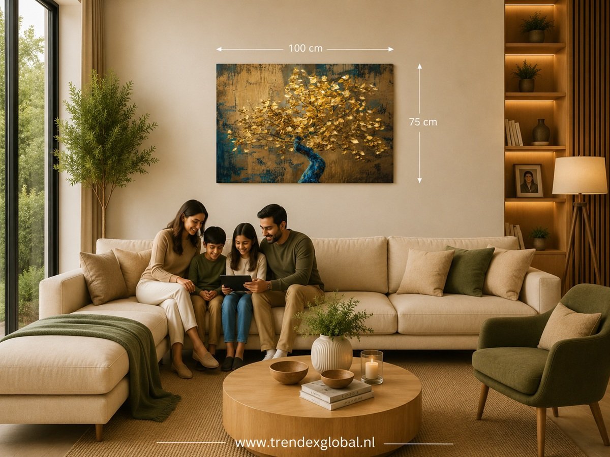 Gouden Levensboom Canvas Schilderij 100x75 cm - Afbeelding 4