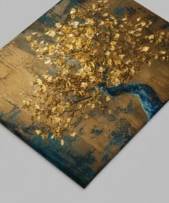 OSEFE 1068 canvas schilderij 100x75 cm gouden levensboom luxe wanddecoratie premium kunst b